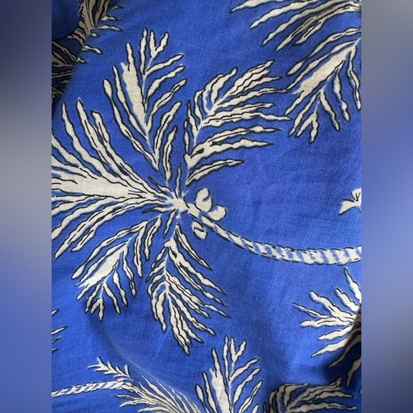 Zara Blue and White Palm Print Blouse Size M - Picture 7 of 10